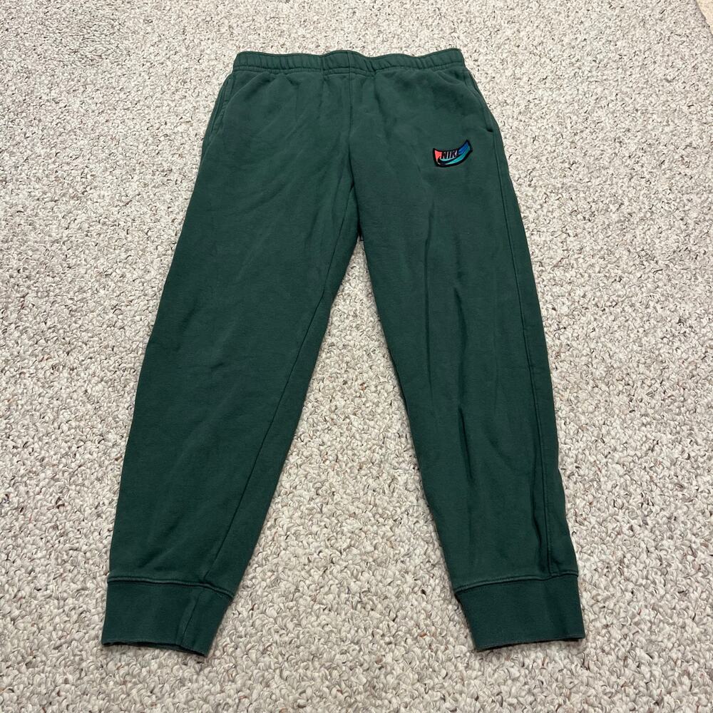Nike Club Fleece Sweatpants M Green Logo Patch Athleisure Lounge Gym Workout